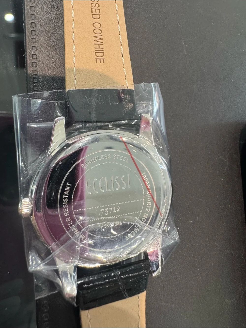 NEW Ecclissi Facets Stainless Steel Citrine Gemstone & Leather Watch